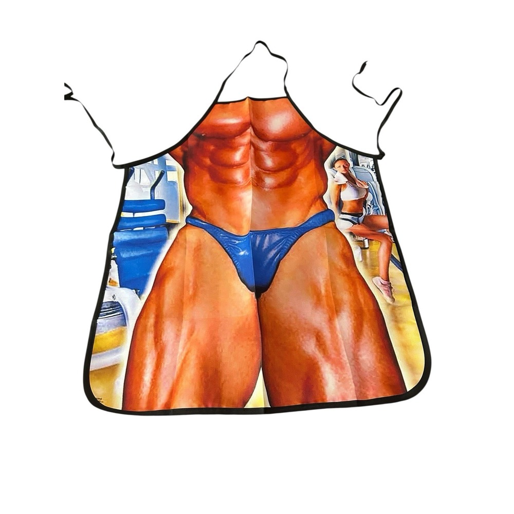 NEW novelty adult ONE SIZE apron full coverage funny SEXY FITNESS MAN BOD